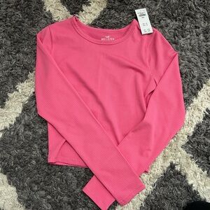 Hollister- Ribbed Pink Long Sleeve